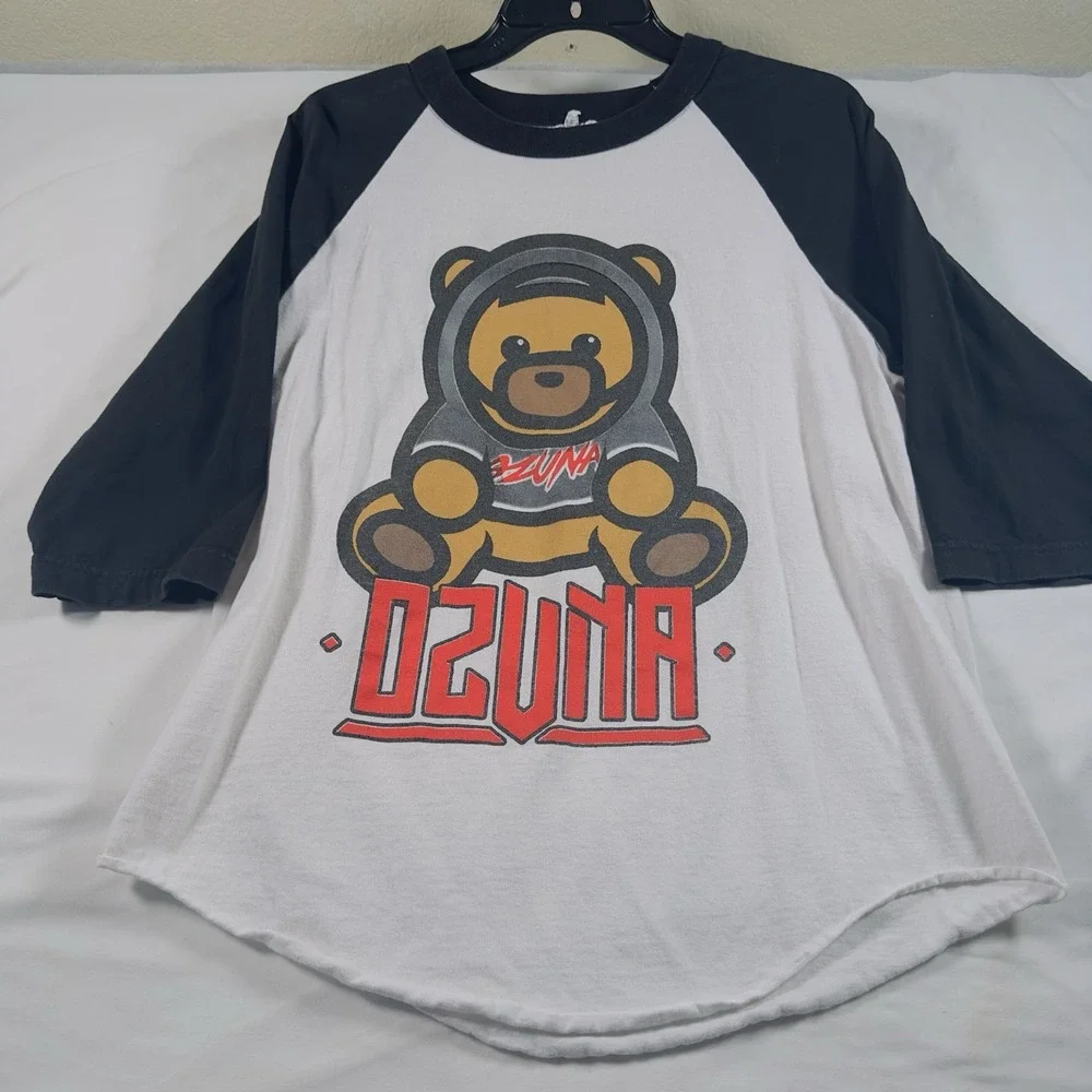Ozuna T Shirt Men M 3/4 Sleeve Baseball Black 2018 Concert Tour Latin Music